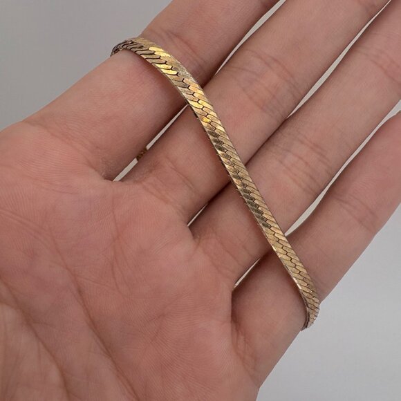 VTG Sterling Silver 925 Herringbone Chain Bracelet Lobster Clasp Size 8" Length - Picture 4 of 11